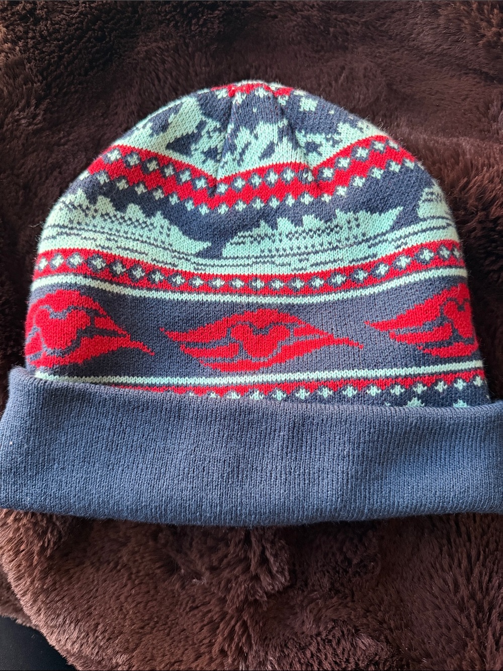 Disney Knit Beanie Hat in Navy Blue, Red and Light Mint